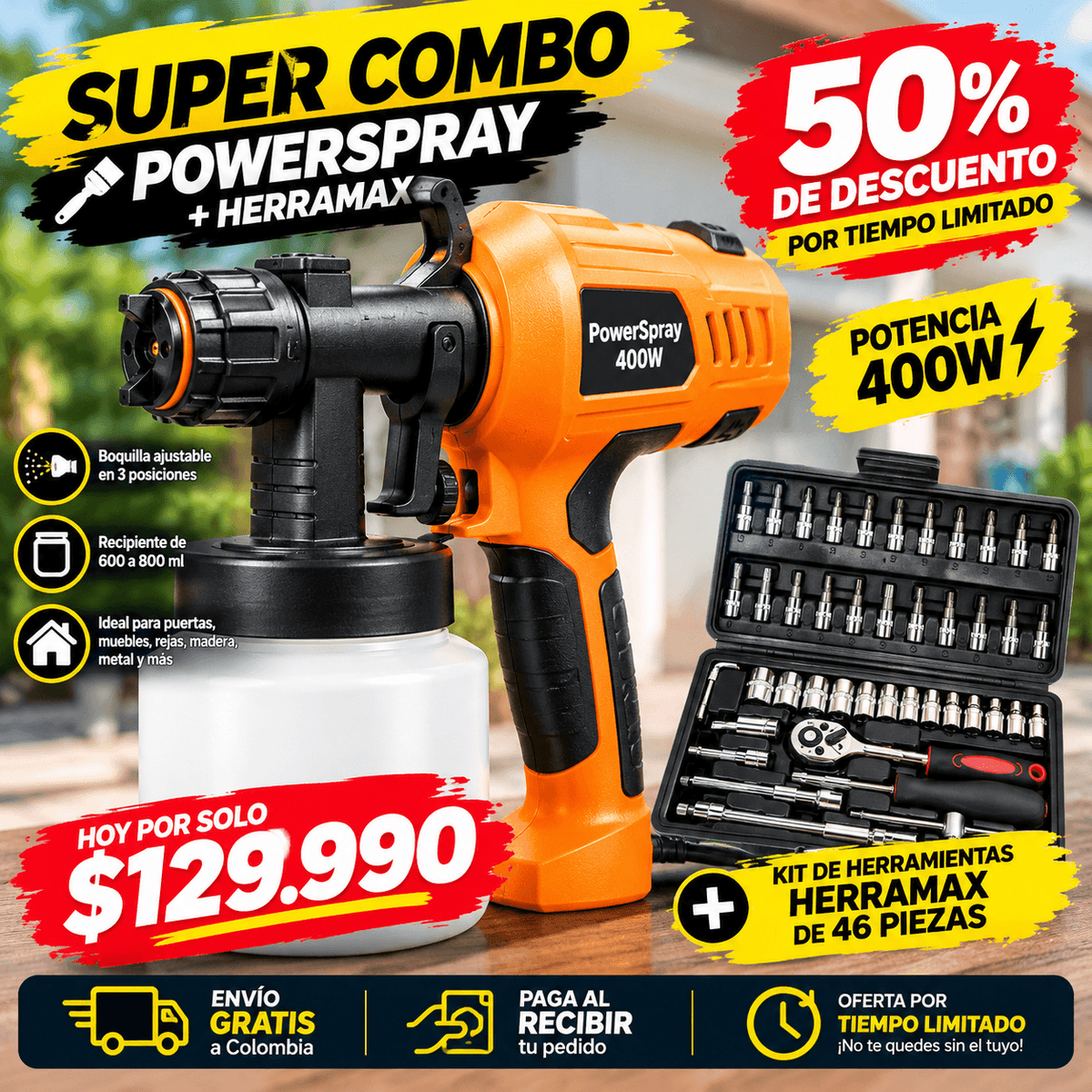 Combo Raches de 46 y pistola de 400w
