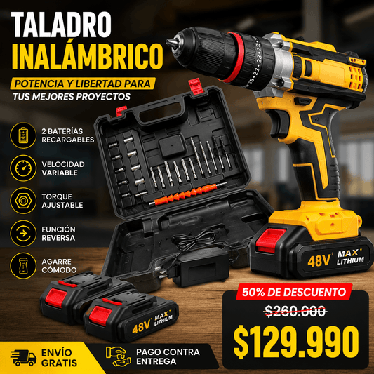 Taladro Inalambrico 2 Baterias 34pcs